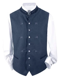 Trachtenweste Trachtenweste Herren Weste Hochzeitsweste Gilet Herrenweste Blau Weste, Weste mit Stehkragen, Weste Hirsch, Weste bestickt, Hochzeitsweste