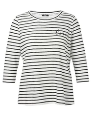 FRAPP Rundhalsshirt Weiß/Creme/Braun/Lila/Dunkelblau