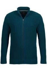 JP1880 Poloshirt Strickjacke Stehkragen Zipper Türkis/Dunkelgrün/Grün
