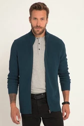 JP1880 Poloshirt Strickjacke Stehkragen Zipper Türkis/Dunkelgrün/Grün