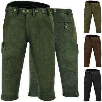 German Wear Lederhose GW600 Jagd Dunkelgrün/Khaki