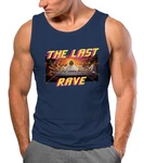 Neverless Herren Tanktop Techno The Last Rave Parodie Rot/Dunkelblau/Braun/Blau