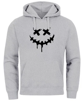 Neverless Hoodie Herren Bedruckt Techwear Fashion Streetstyle Smiling Face Grau/Hellgrau/Dunkelgrau Neverless Hoodie Herren Bedruckt Techwear Fashion Streetstyle Smiling Face Grau/Hellgrau/Dunkelgrau