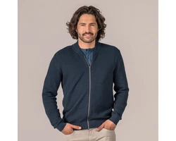 LIVING CRAFTS Strickjacke PAAVO (GOTS zertifiziert) Dunkelblau/Blau