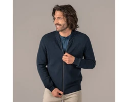 LIVING CRAFTS Strickjacke PAAVO (GOTS zertifiziert) Dunkelblau/Blau