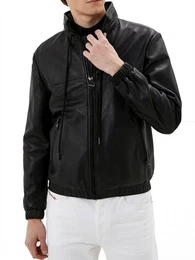 Lederjacke Stehkragen Weiches Perforiertes Kalbsleder - L-NAME