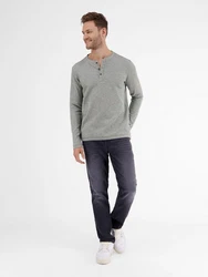 LERROS Langarmshirt Serafino Grau/Khaki/Hellgrau