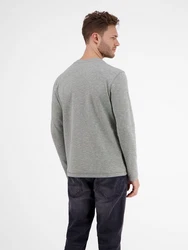 LERROS Langarmshirt Serafino Grau/Khaki/Hellgrau