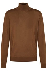 bugatti Rollkragenpullover Braun/Orange/Dunkelbraun