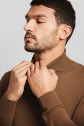 bugatti Rollkragenpullover Braun/Orange/Dunkelbraun