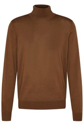 bugatti Rollkragenpullover Braun/Orange/Dunkelbraun