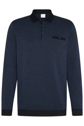 Langarm-Poloshirt in 2-tone-Optik