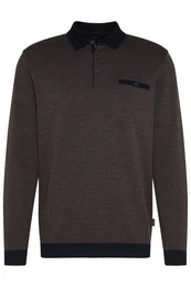 Langarm-Poloshirt in 2-tone-Optik