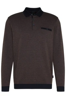 bugatti Langarm-Poloshirt