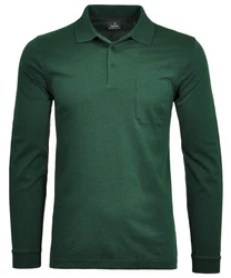 RAGMAN Langarm-Poloshirt Polo Softknit Grün/Dunkelgrün