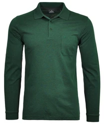 RAGMAN Langarm-Poloshirt Polo Softknit Grün/Dunkelgrün