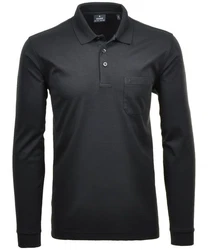 RAGMAN Langarm-Poloshirt Polo Softknit Grau/Schwarz/Dunkelgrau/Dunkelblau