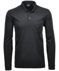 RAGMAN Langarm-Poloshirt Polo Softknit Grau/Schwarz/Dunkelgrau/Dunkelblau
