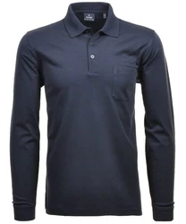 RAGMAN Langarm-Poloshirt Polo Softknit Dunkelblau/Blau
