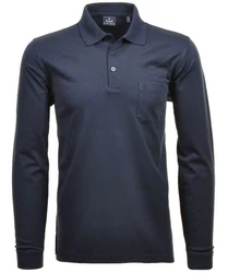RAGMAN Langarm-Poloshirt Polo Softknit Dunkelblau/Blau