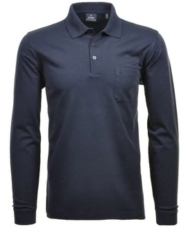 RAGMAN Langarm-Poloshirt Polo Softknit Dunkelblau/Blau RAGMAN Langarm-Poloshirt Polo Softknit Dunkelblau/Blau