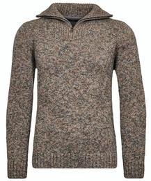 V-Ausschnitt-Pullover Tweed mit Troyer und Zip