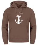 Neverless Hoodie Herren Trend Anker Vögel Motiv Norden Meer Dunkelblau/Braun/Khaki/Grau/Orange