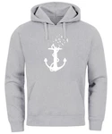 Neverless Hoodie Herren Trend Anker Vögel Motiv Norden Meer Grau/Dunkelblau/Hellgrau/Silber