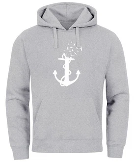 Neverless Hoodie Herren Trend Anker Vögel Motiv Norden Meer
