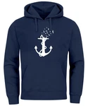 Neverless Hoodie Herren Trend Anker Vögel Motiv Norden Meer Dunkelblau/Blau