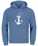 Neverless Hoodie Herren Trend Anker Vögel Motiv Norden Meer Blau/Hellblau/Dunkelblau