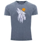 Neverless Print-Shirt Herren Vintage Shirt Polygon Print Wolf Wald Outdoor Adventure Natur Grau/Blau/Gelb/Dunkelblau