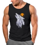Neverless Tanktop Herren Tank-Top Shirt Polygon Print Wolf Wald Outdoor Adventure Natur Grau/Schwarz/Lila/Gelb/Rot