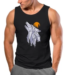 Neverless Tanktop Herren Tank-Top Shirt Polygon Print Wolf Wald Outdoor Adventure Natur Grau/Schwarz/Lila/Gelb/Rot