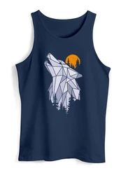 Neverless Tanktop Herren Tank-Top Shirt Polygon Print Wolf Wald Outdoor Adventure Natur Dunkelblau/Blau/Grau