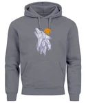 Neverless Hoodie Herren Polygon Print Wolf Wald Outdoor Adventure Natur Grau/Hellgrau/Orange