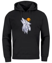 Hoodie Hoodie Herren Polygon Print Wolf Wald Outdoor Adventure Natur