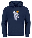 Neverless Hoodie Herren Polygon Print Wolf Wald Outdoor Adventure Natur Dunkelblau/Blau