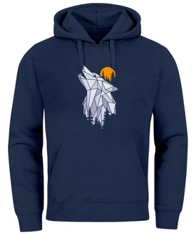 Neverless Hoodie Herren Polygon Print Wolf Wald Outdoor Adventure Natur Neverless Hoodie Herren Polygon Print Wolf Wald Outdoor Adventure Natur