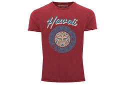 Neverless Print-Shirt Herren T-Shirt Hawaii Tattoo Tribal Maui Ethno Style Rot/Dunkelrot/Bordeaux