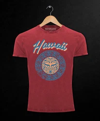 Neverless Print-Shirt Herren T-Shirt Hawaii Tattoo Tribal Maui Ethno Style Rot/Dunkelrot/Bordeaux