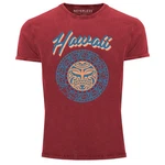 Neverless Print-Shirt Herren T-Shirt Hawaii Tattoo Tribal Maui Ethno Style Rot/Dunkelrot/Bordeaux