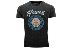 Neverless Print-Shirt Herren T-Shirt Hawaii Tattoo Tribal Maui Ethno Style Blau/Gelb/Dunkelblau