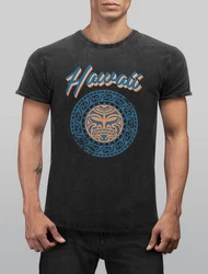 Neverless Print-Shirt Herren T-Shirt Hawaii Tattoo Tribal Maui Ethno Style Blau/Gelb/Dunkelblau