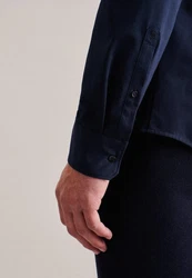 seidensticker Businesshemd Slim Langarm Kentkragen Uni Dunkelblau/Blau