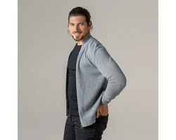 LIVING CRAFTS Strickjacke PAAVO (GOTS zertifiziert) Hellgrau/Grau