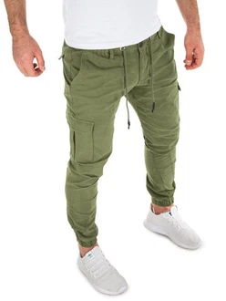 Yazubi Cargohose Elijah Cargo Chino Tapered-Form Dunkelgrün/Khaki