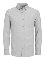 JACK & JONES Hemd 'JJEClassic' Grau/Hellgrau