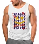 Neverless Tanktop Herren Drip Face Smile Good Vibes Herz Blumen Collage Lila/Rot