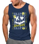 Neverless Tanktop Herren Drip Face Smile Good Vibes Herz Blumen Collage Dunkelblau